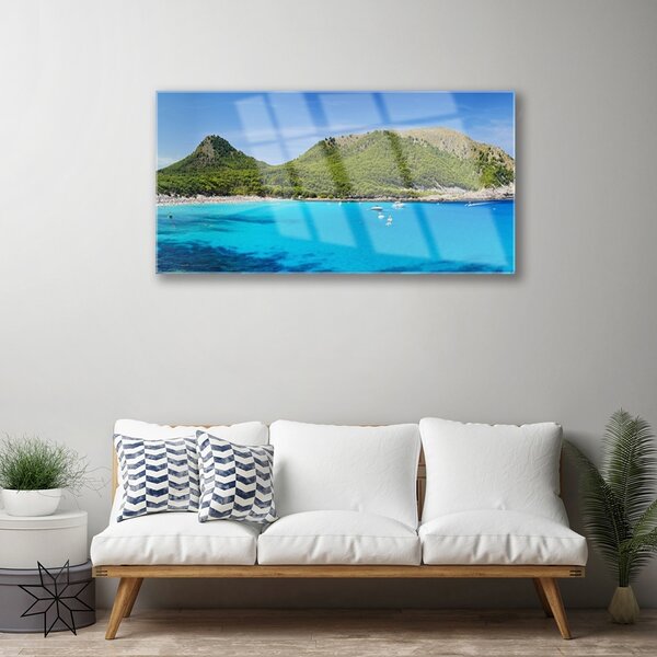 Quadro in vetro Montagne Mare Paesaggio 100x50 cm 2 appendini