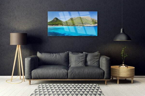 Quadro in vetro Montagne Mare Paesaggio 100x50 cm 2 appendini