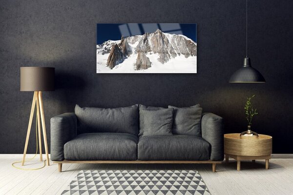 Quadro su vetro Cime innevate 100x50 cm 2 appendini