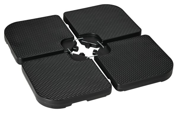 Outsunny Basamento per Ombrellone set 4 Pezzi Impilabili con Maniglie Integrate, in HDPE, 99.7x99.7x8.3 cm, Nero