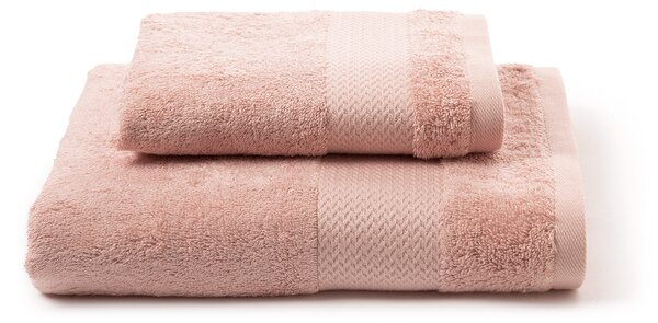 Asciugamano Con Ospite In Cotone Bamboo Standard Primanatura Tinta Unita Rosa Caleffi