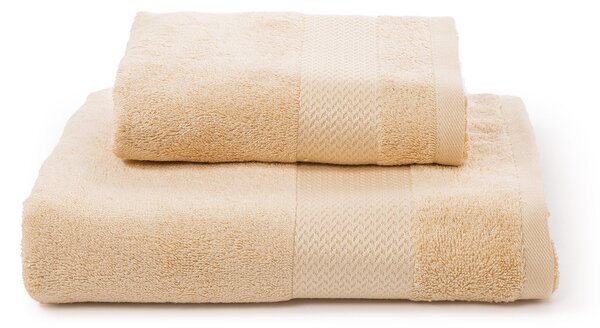 Asciugamano Con Ospite In Cotone Bamboo Standard Primanatura Tinta Unita Miele Caleffi