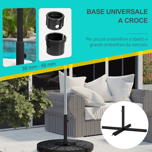Outsunny Base per Ombrellone a Croce in Acciaio con Vite Laterale, 100x100x75 cm, Nero