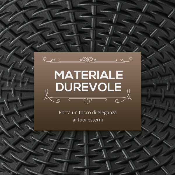 Outsunny Base per Ombrellone Rotonda Effetto Rattan da 12.5kg, Supporto per Pali da 38mm e 48mm, Ø44.5 cm, Nero