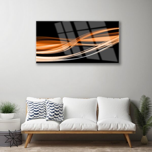 Quadro su vetro Arte delle onde astratte 100x50 cm 2 appendini