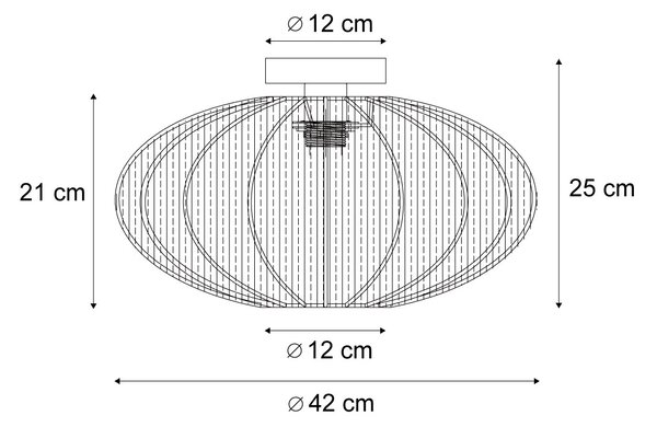 Lampada da soffitto Japandi bianca con paralume in tessuto - Bida