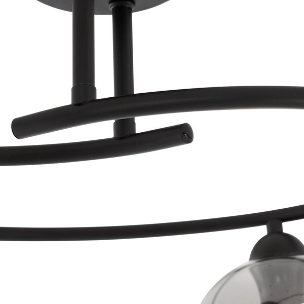 Plafoniera moderna nera con vetro fumé 4 luci - Alanis
