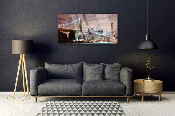 Quadro vetro Ponte Architettura Città 100x50 cm 2 appendini