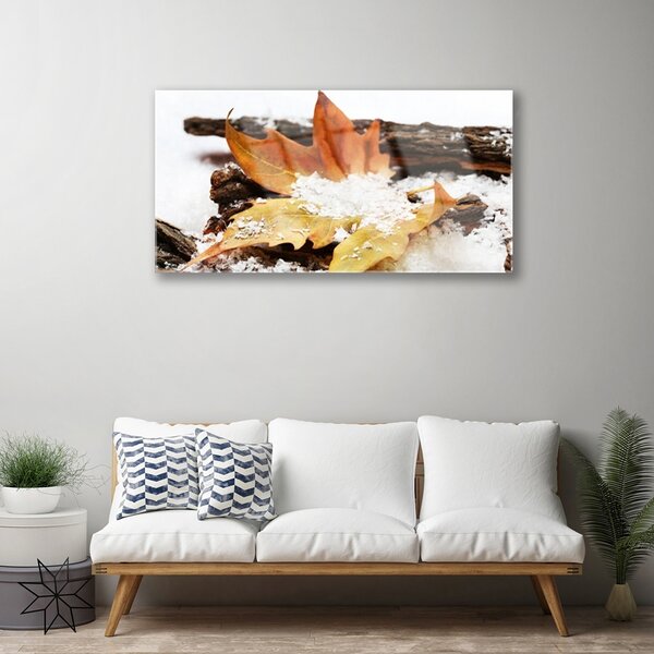 Quadro di vetro Foresta di foglie Autunno Natura 100x50 cm 2 appendini