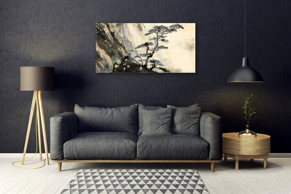 Quadro in vetro Arte dell'albero dipinto 100x50 cm 2 appendini