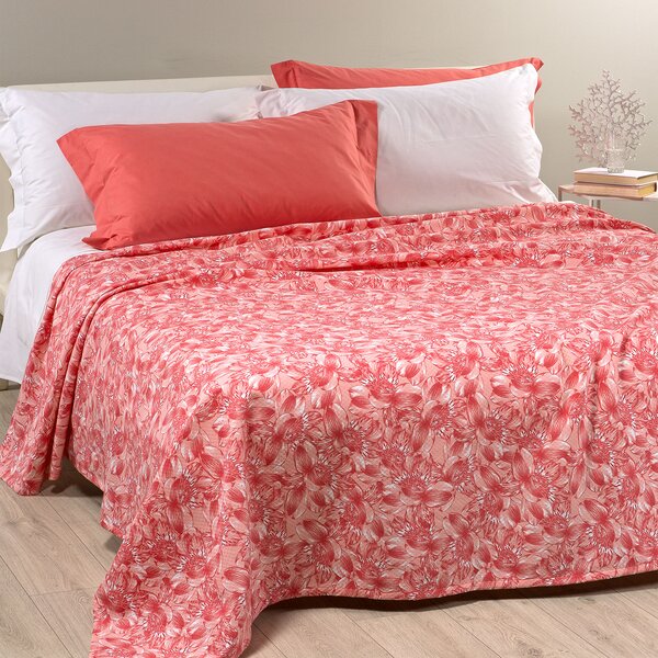 Copriletto Non Trapuntato Singolo Fuxia Flowers Joy Caleffi Home, In Cotone Piquet Caleffi