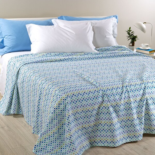 Copriletto Non Trapuntato Singolo Blu Optical Art Caleffi Home, In Cotone Piquet Caleffi