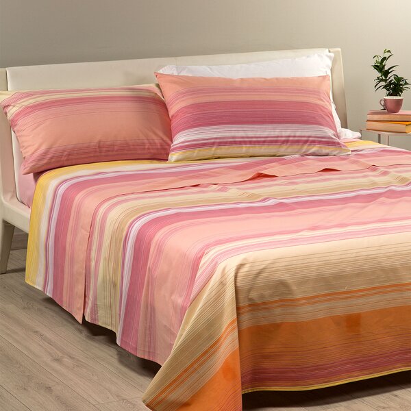 Lenzuola Copriletto In Cotone Rainbow Light Singolo Caleffi Home Moderno Arancio Caleffi