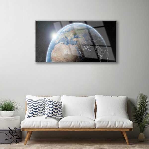 Quadro in vetro Pianeta Terra Universo 100x50 cm 2 appendini