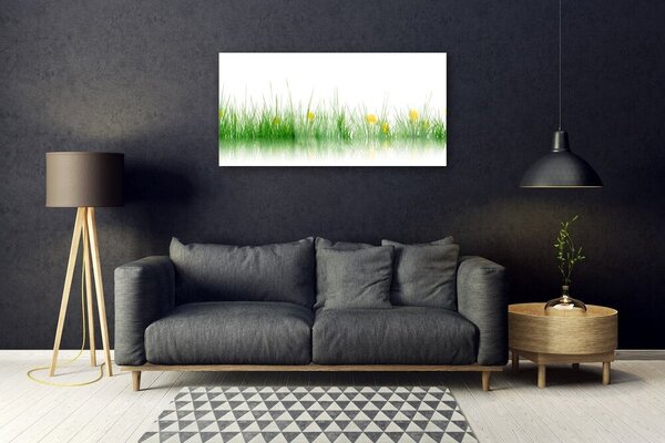 Quadro su vetro Natura Erba Fiori 100x50 cm 2 appendini