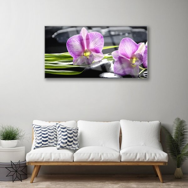 Quadro vetro Orchid Stones Zen Spa 100x50 cm 2 appendini
