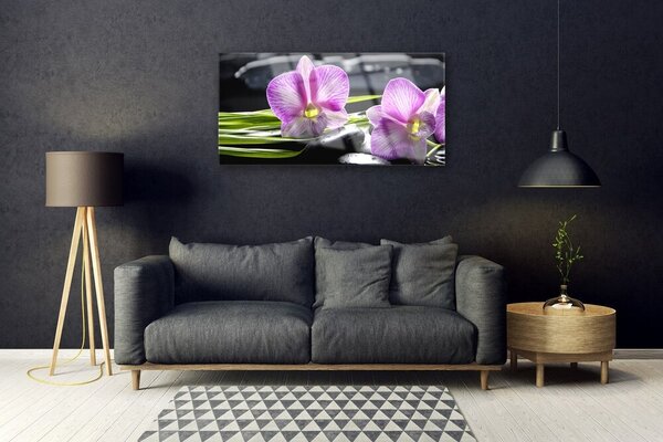 Quadro vetro Orchid Stones Zen Spa 100x50 cm 2 appendini