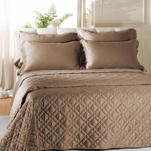 Copriletto Trapuntato Leggero Matrimoniale - Microfibra Soft, Beige, 250x250 Cm, Per Primavera/Estate