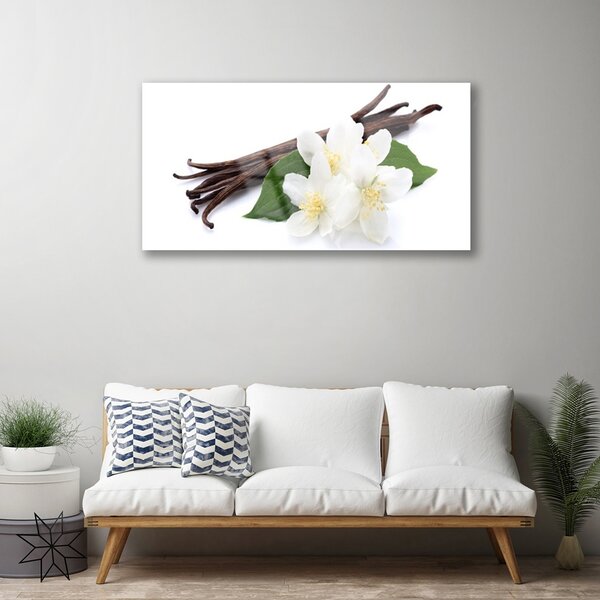 Quadro in vetro Bastoncino di vaniglia per la cucina 100x50 cm 2 appendini