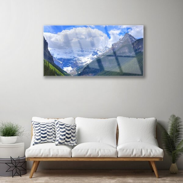 Quadro vetro Paesaggio di montagna 100x50 cm 2 appendini