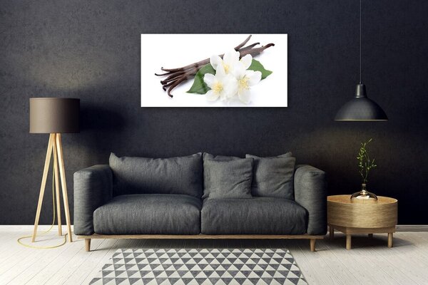 Quadro in vetro Bastoncino di vaniglia per la cucina 100x50 cm 2 appendini