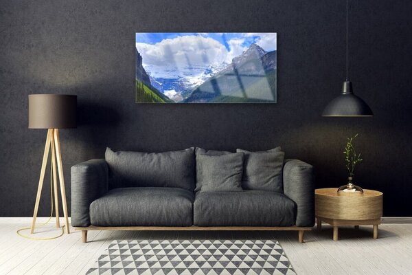 Quadro vetro Paesaggio di montagna 100x50 cm 2 appendini