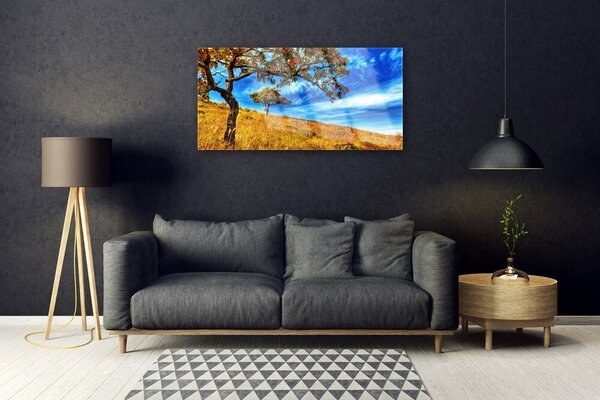 Quadro su vetro Albero dei prati Pianta naturale 100x50 cm 2 appendini