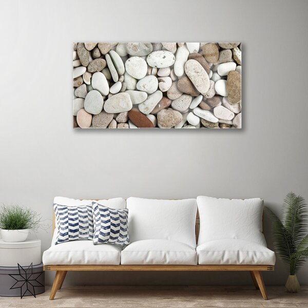 Quadro in vetro Pietre Ciottoli decorativi 100x50 cm 2 appendini