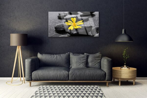 Quadro di vetro Fiore giallo Spa Natura 100x50 cm 2 appendini