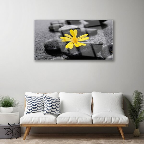 Quadro di vetro Fiore giallo Spa Natura 100x50 cm 2 appendini