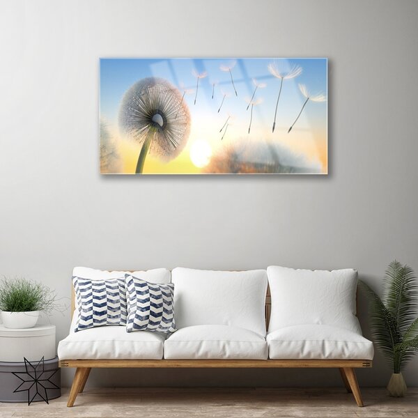 Quadro in vetro Pianta di fiori di soffio 100x50 cm 2 appendini
