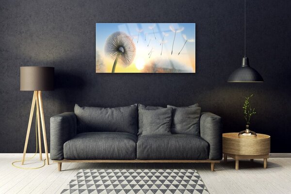 Quadro in vetro Pianta di fiori di soffio 100x50 cm 2 appendini