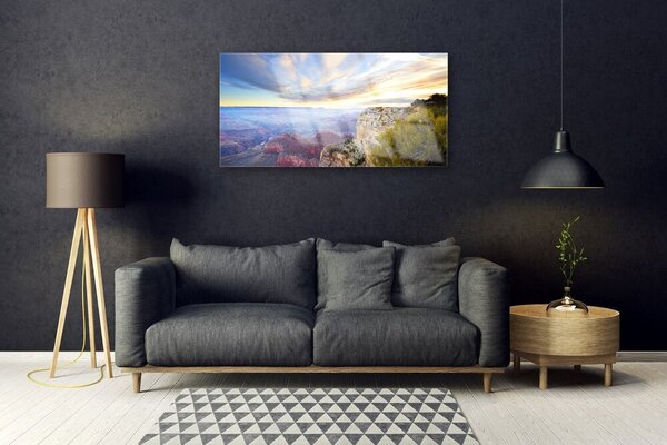 Quadro su vetro Mare Montagne Paesaggio 100x50 cm 2 appendini