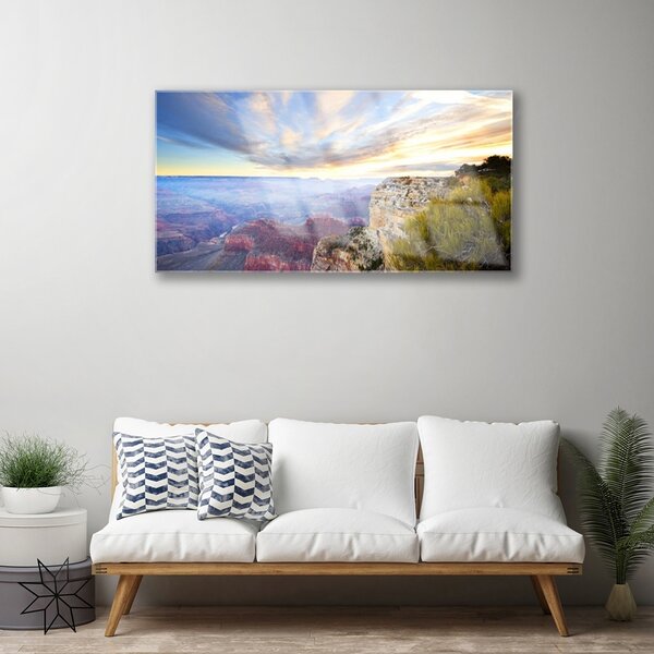 Quadro su vetro Mare Montagne Paesaggio 100x50 cm 2 appendini