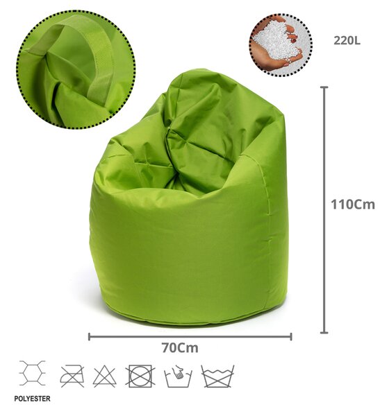 Pouf poltrona sacco in poliestere 70x110 cm con maniglia