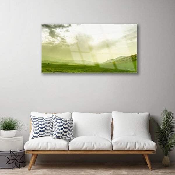 Quadro vetro Natura Prato Vista verde 100x50 cm 2 appendini