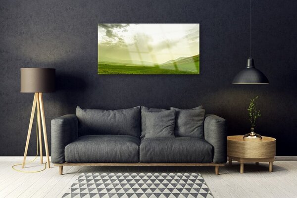 Quadro vetro Natura Prato Vista verde 100x50 cm 2 appendini