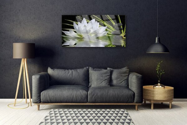 Quadro in vetro Fiori di ninfea 100x50 cm 2 appendini