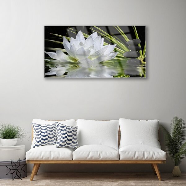 Quadro in vetro Fiori di ninfea 100x50 cm 2 appendini