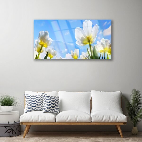 Quadro su vetro Piante Fiori Tulipani 100x50 cm 2 appendini