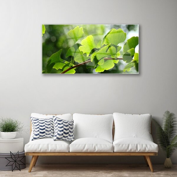 Quadro di vetro Rami Foglie Natura Albero 100x50 cm 2 appendini