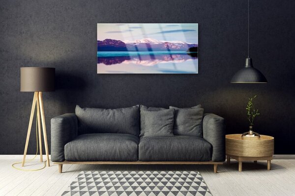 Quadro su vetro Montagne Lago Paesaggio 100x50 cm 2 appendini