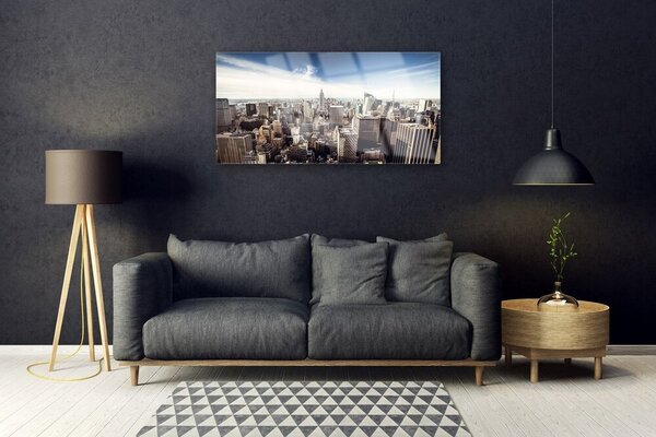 Quadro vetro Città Grattacieli Edifici 100x50 cm 2 appendini