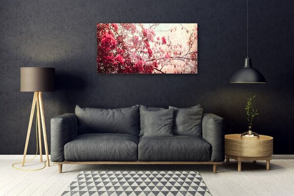 Quadro di vetro Rami Foglie Natura 100x50 cm 2 appendini