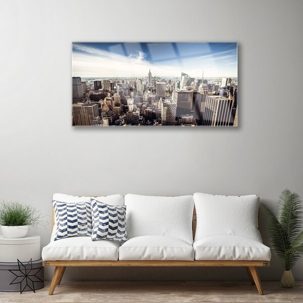Quadro vetro Città Grattacieli Edifici 100x50 cm 2 appendini