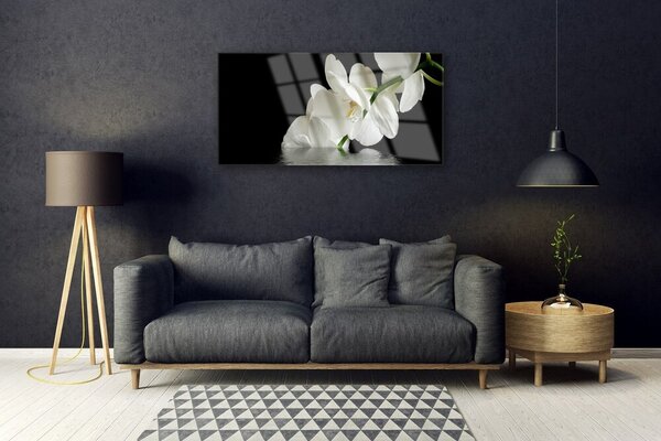Quadro in vetro Orchidea in fiori d'acqua 100x50 cm 2 appendini