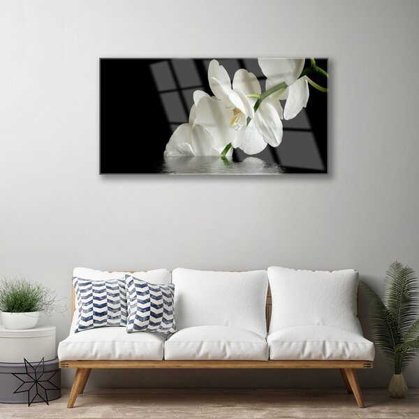 Quadro in vetro Orchidea in fiori d'acqua 100x50 cm 2 appendini
