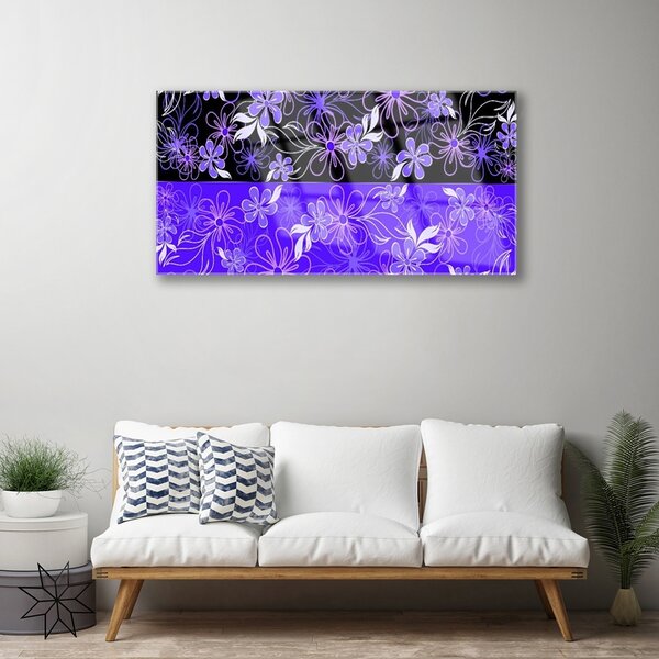Quadro su vetro Modelli astratti Fiori Arte 100x50 cm 2 appendini