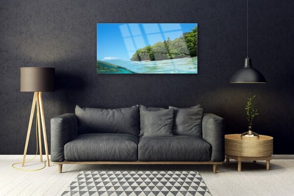 Quadro di vetro Paesaggio dell'albero del mare 100x50 cm 2 appendini
