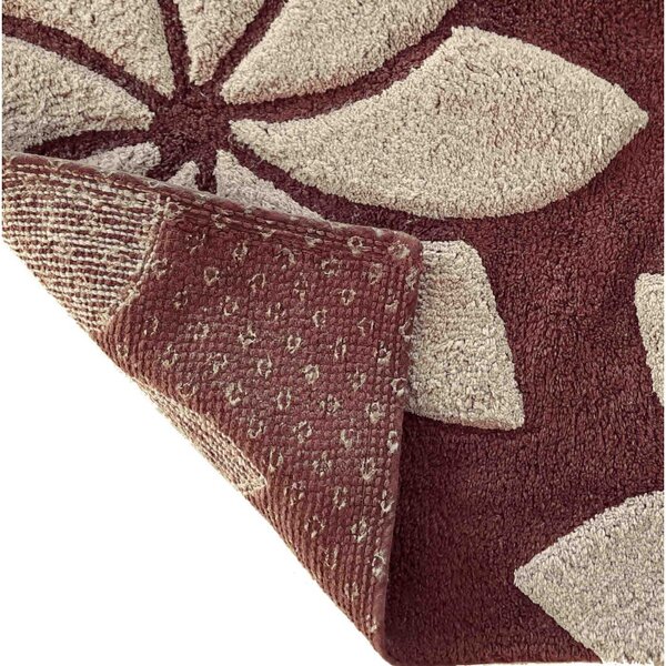 Tappeto arredo bagno Loto in cotone con fiori in rilievo 50X80 Caffè